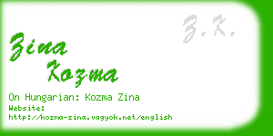 zina kozma business card